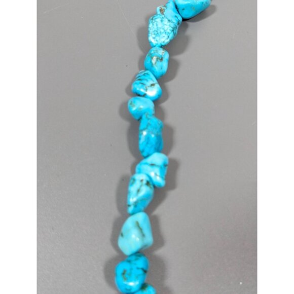 Beachy Coastal Blue Stone Faux Turquoise Black Cross Necklace Bold 20 in - Picture 4 of 12